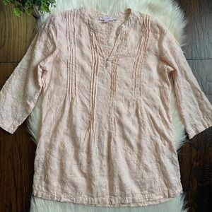 🌸Linen Blush Pink Embroidered Tunic Top Spring 🌸